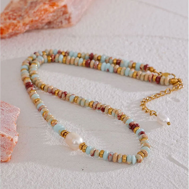 Riviera Pearl Beaded Necklace
