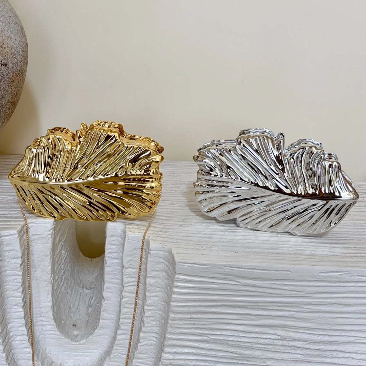 Golden Plume Clutch Bag