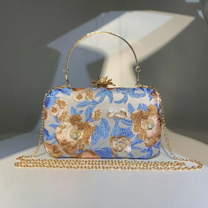 Vintage Pearl Embroidered Clutch