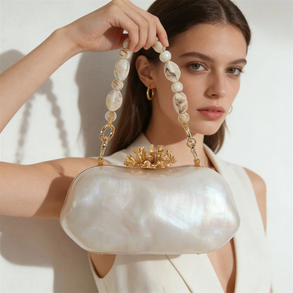 Coral Pearl Clutch Bag