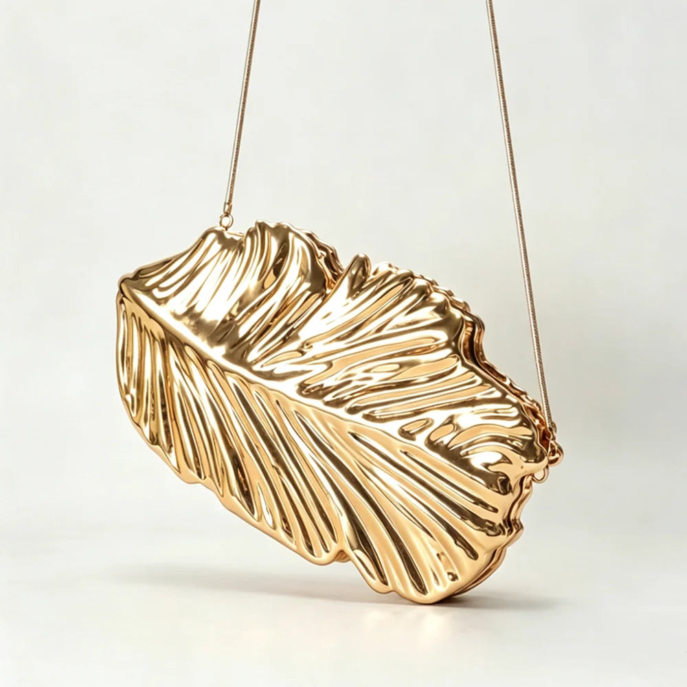 Golden Plume Clutch Bag