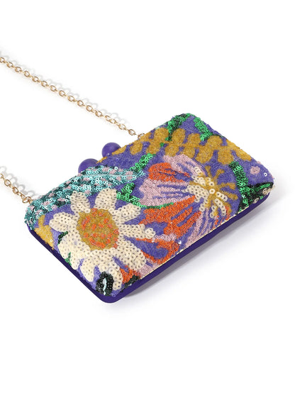 Floral Sequins Clutch Bag