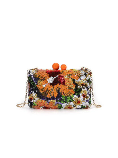 Floral Sequins Clutch Bag