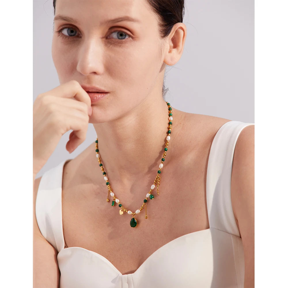 Pearl Emerald Necklace