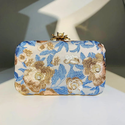 Vintage Pearl Embroidered Clutch