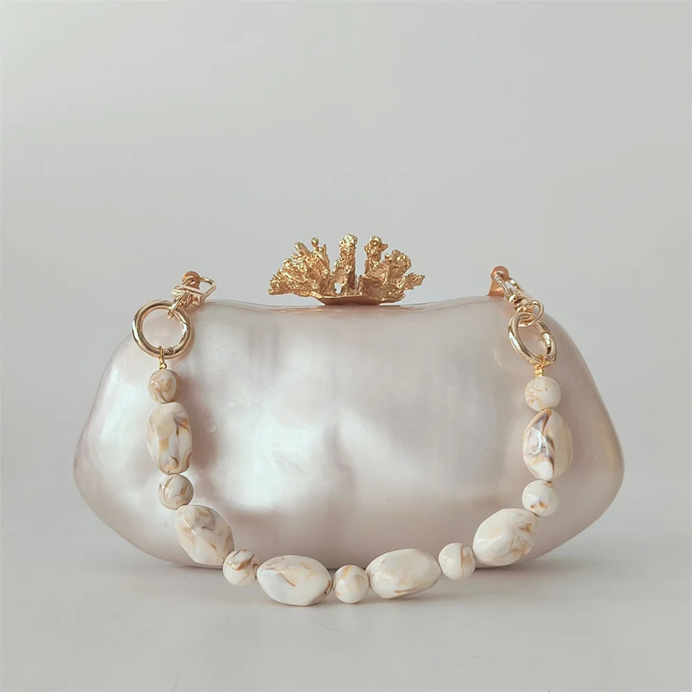 Coral Pearl Clutch Bag
