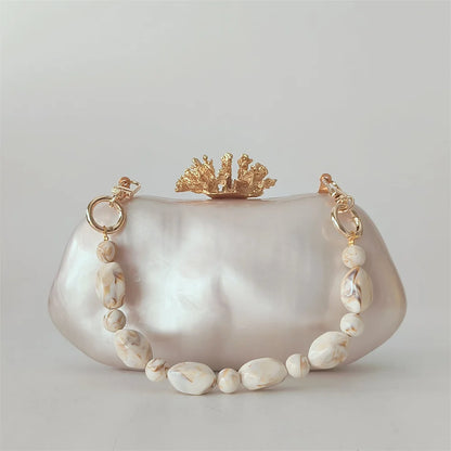 Coral Pearl Clutch Bag