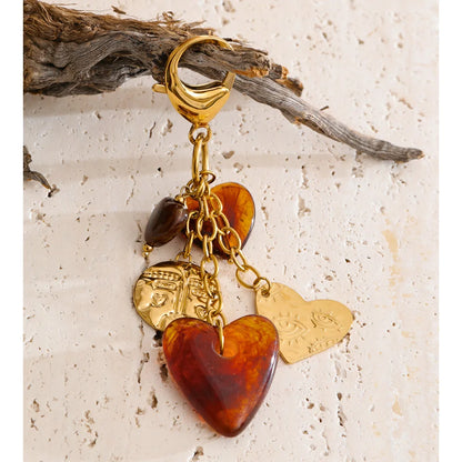 Amber Heart Charm Keychain