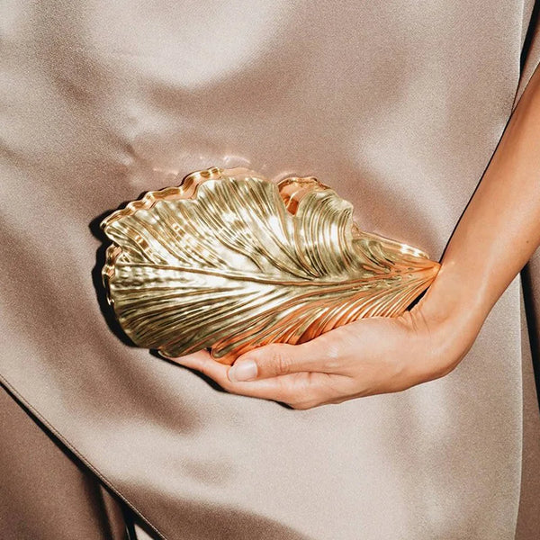 Golden Plume Clutch Bag