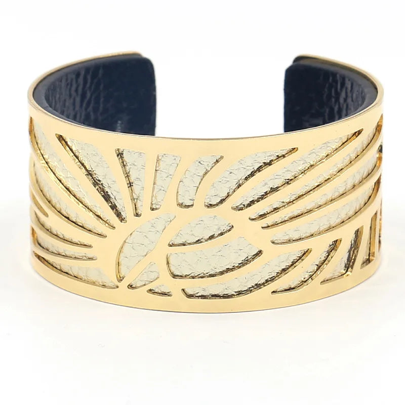 Oasis Leaf Leather Cuff Bracelet
