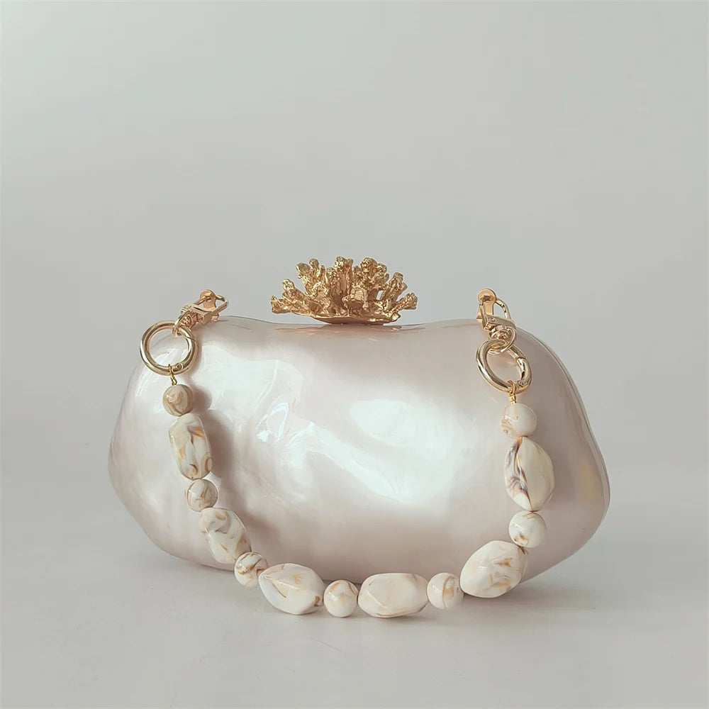 Coral Pearl Clutch Bag