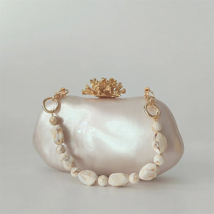 Coral Pearl Clutch Bag