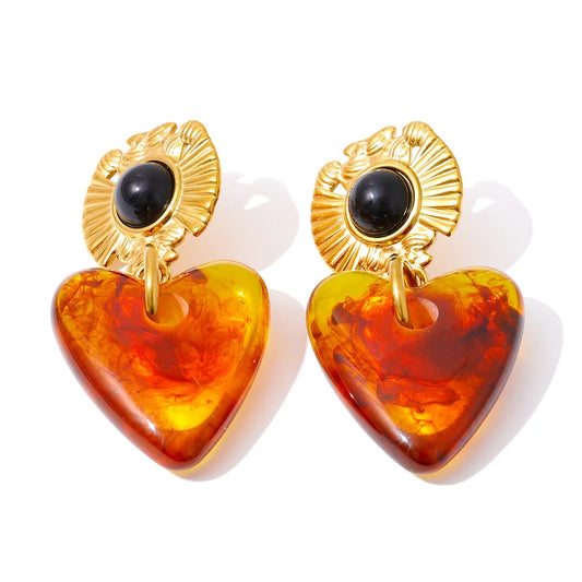 Amber Heart Muse Earrings
