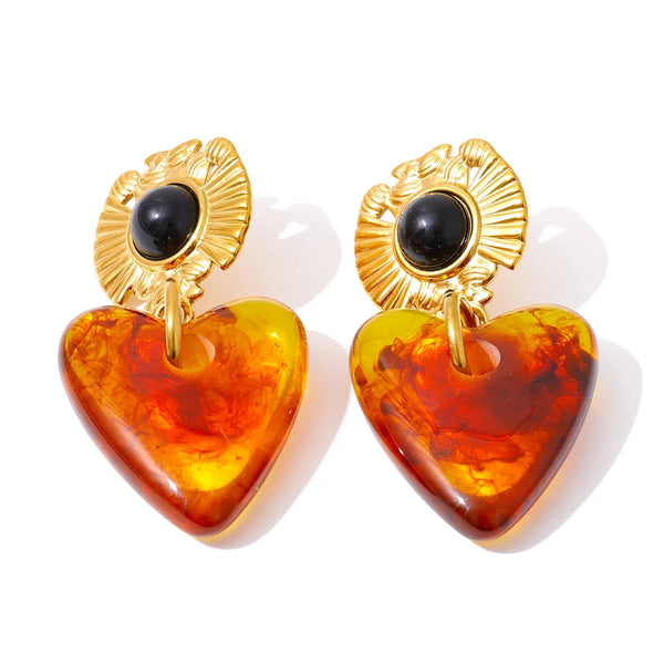 Amber Heart Muse Earrings