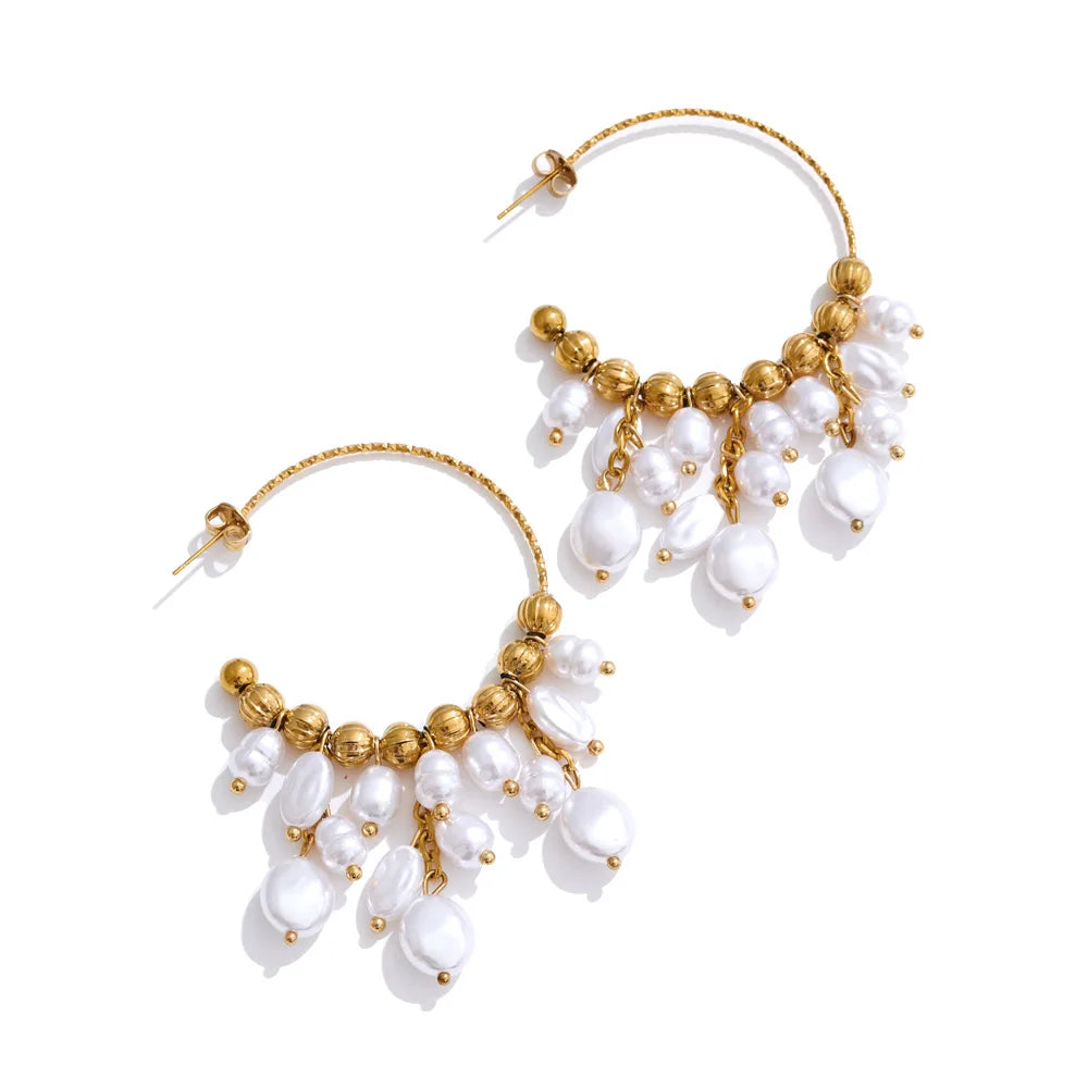 Celestine Pearl Hoop Earrings