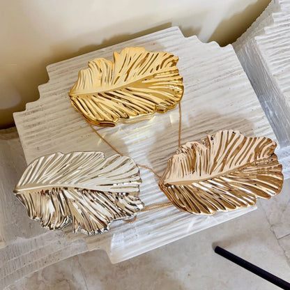 Golden Plume Clutch Bag