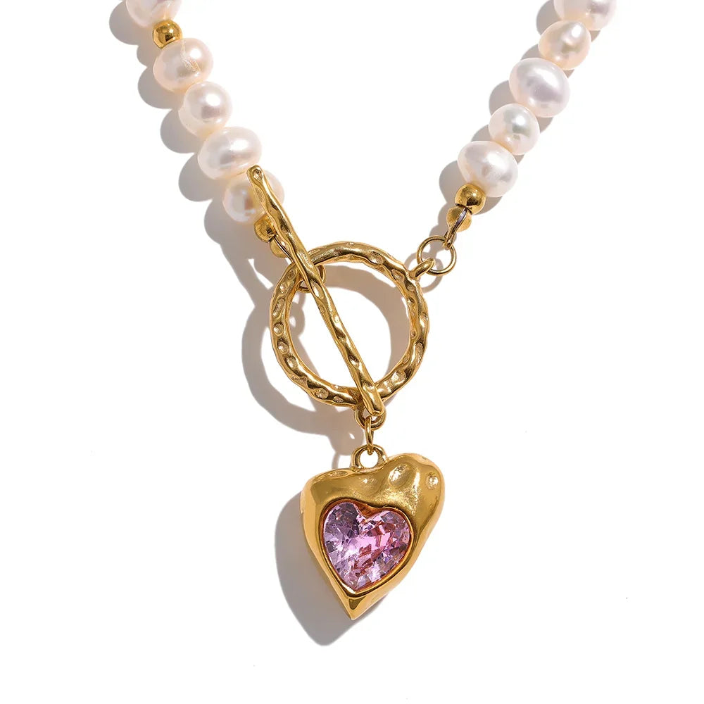 Pop Heart Pearl Necklace