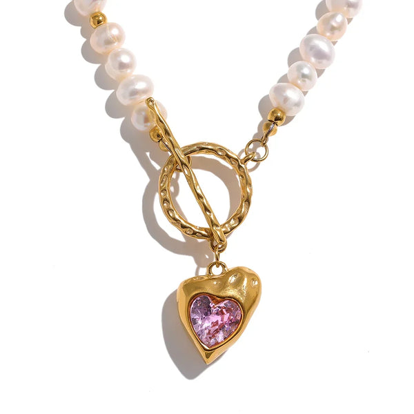Pop Heart Pearl Necklace