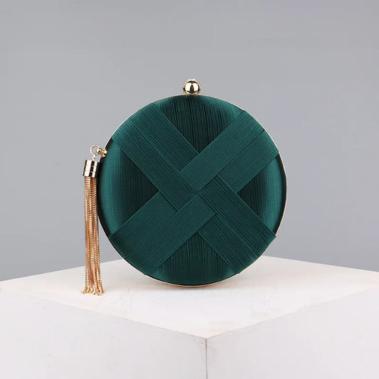 Luxury Vintage Chic Round Clutch Bag