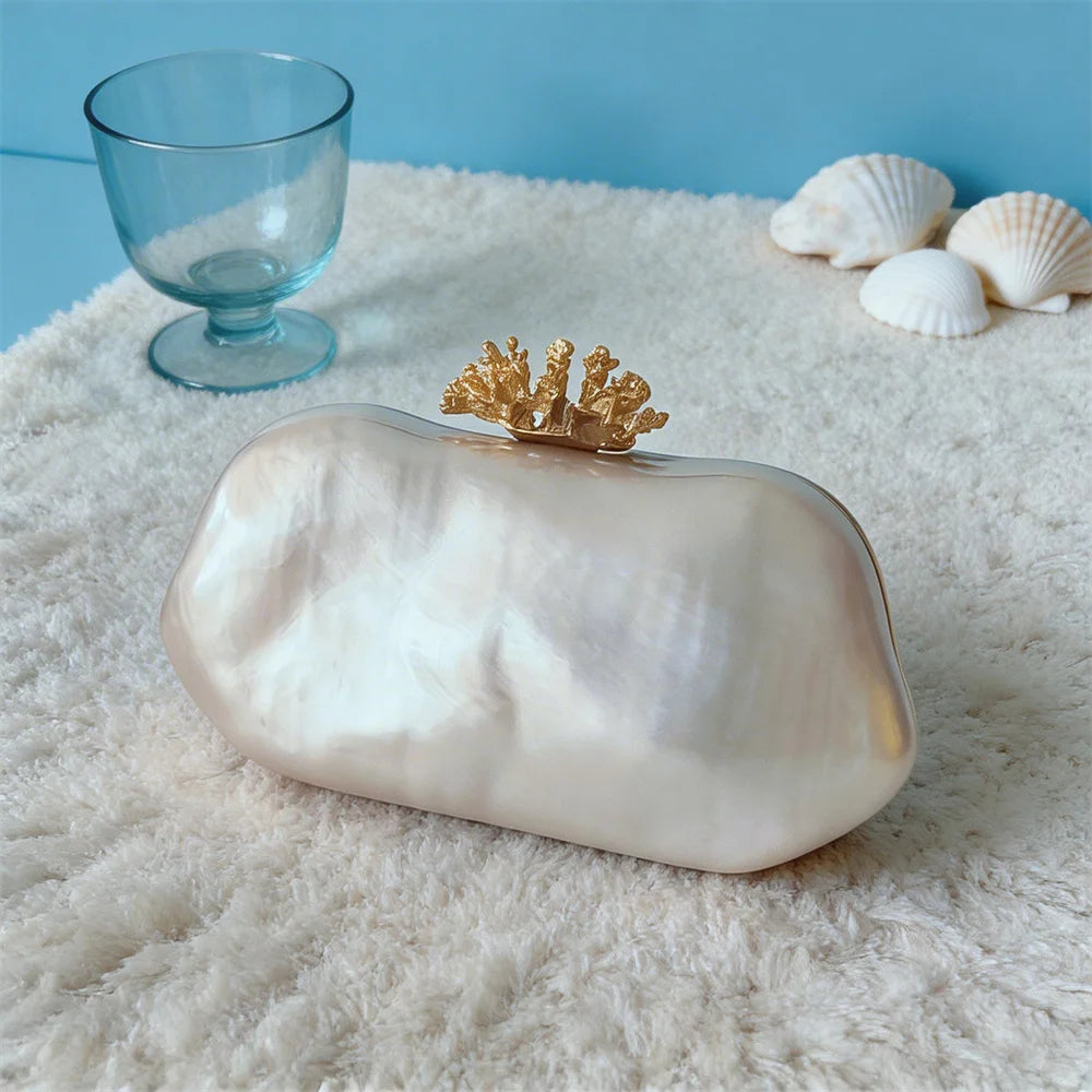 Coral Pearl Clutch Bag
