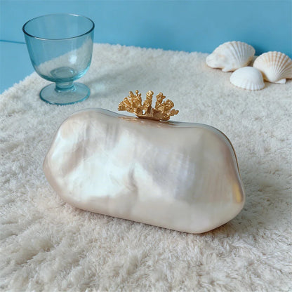 Coral Pearl Clutch Bag