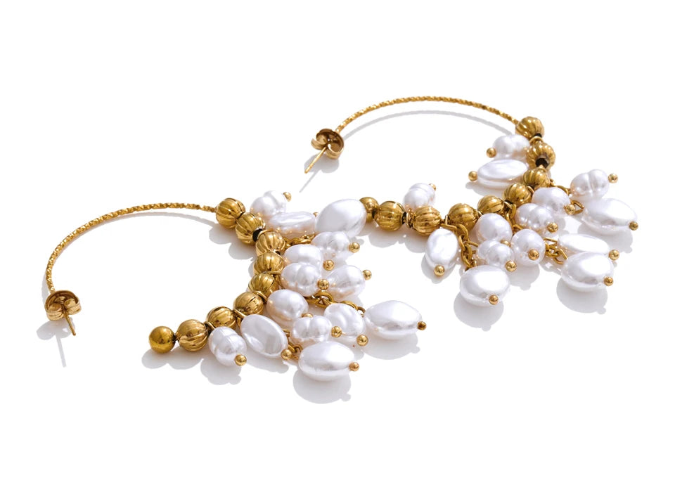 Celestine Pearl Hoop Earrings