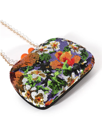 Floral Sequins Clutch Bag