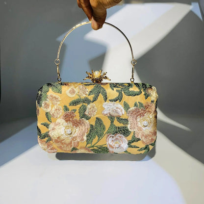 Vintage Pearl Embroidered Clutch