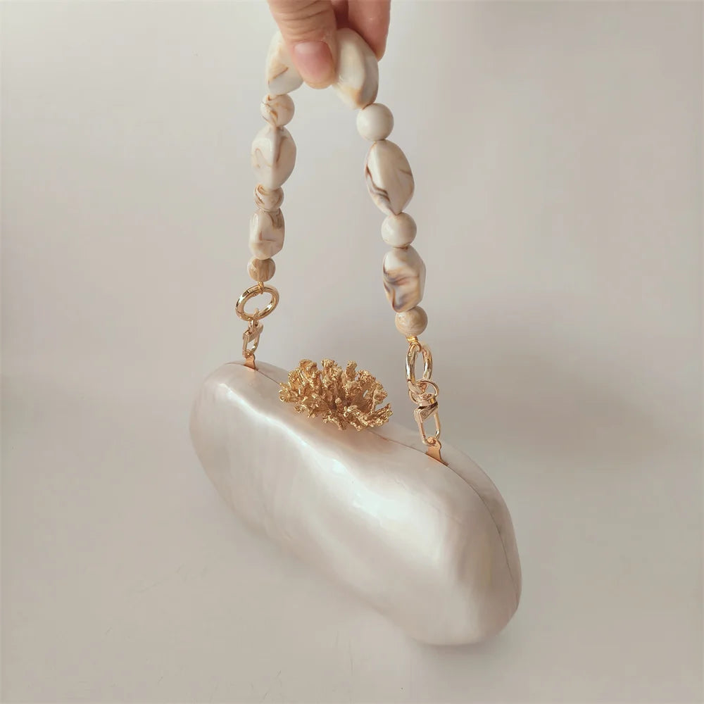 Coral Pearl Clutch Bag