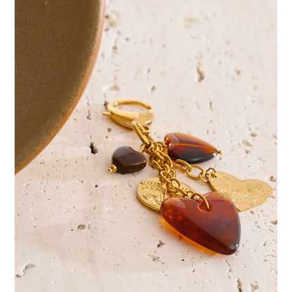 Amber Heart Charm Keychain