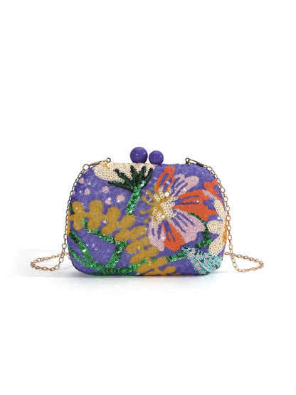 Floral Sequins Clutch Bag