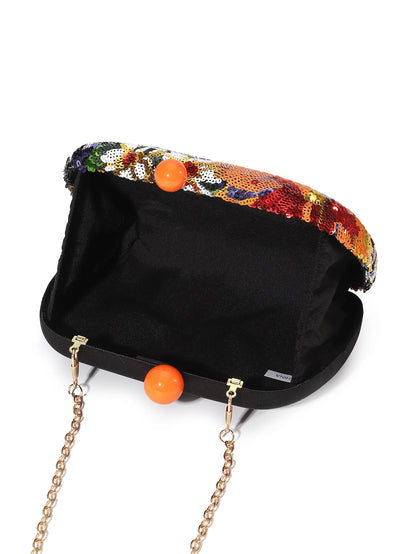 Floral Sequins Clutch Bag