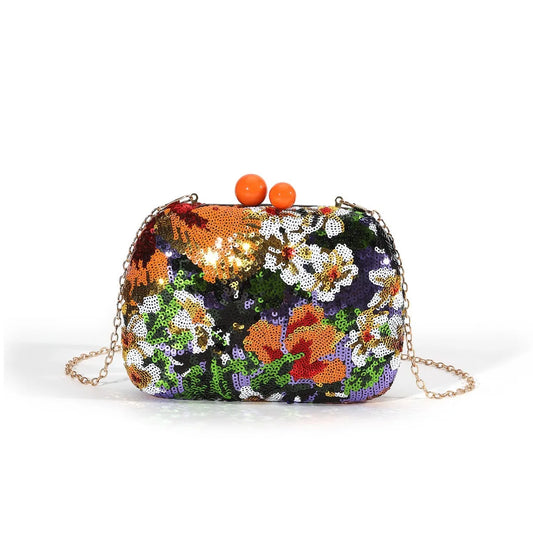 Floral Sequins Clutch Bag
