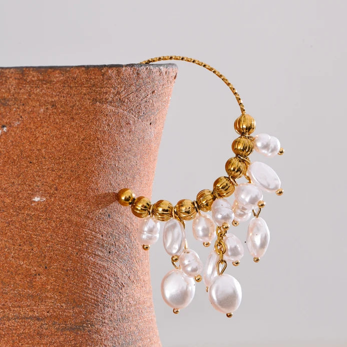 Celestine Pearl Hoop Earrings