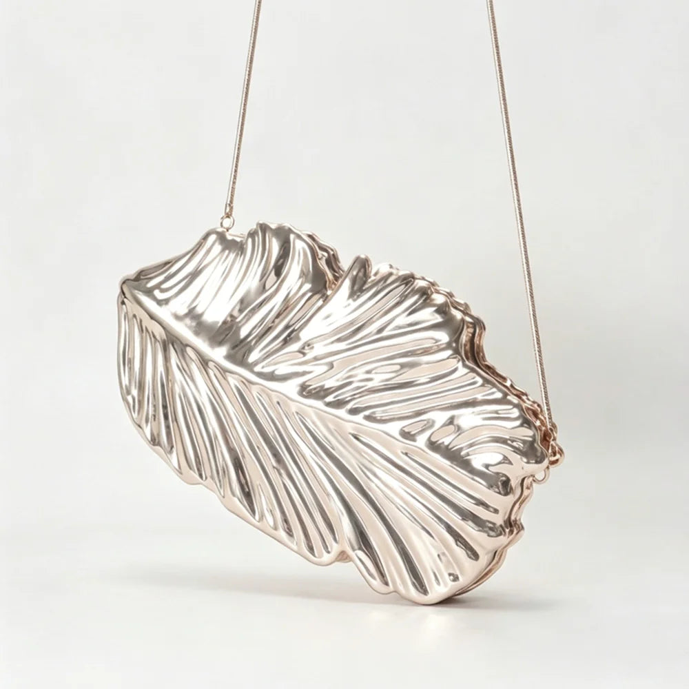 Golden Plume Clutch Bag