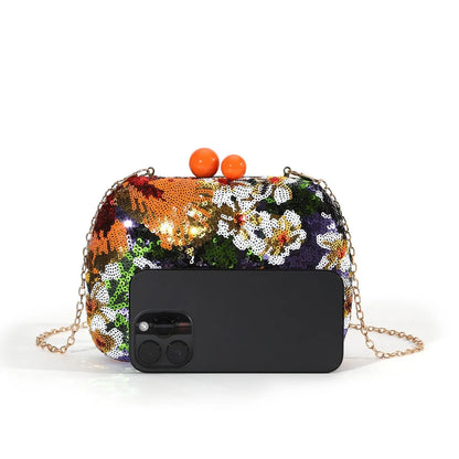 Floral Sequins Clutch Bag