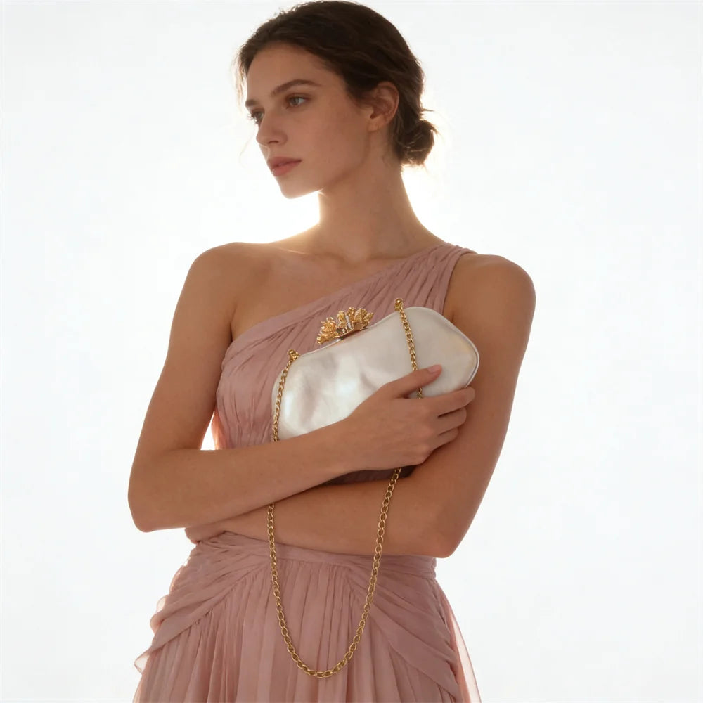 Coral Pearl Clutch Bag