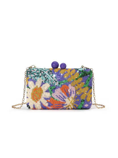 Floral Sequins Clutch Bag