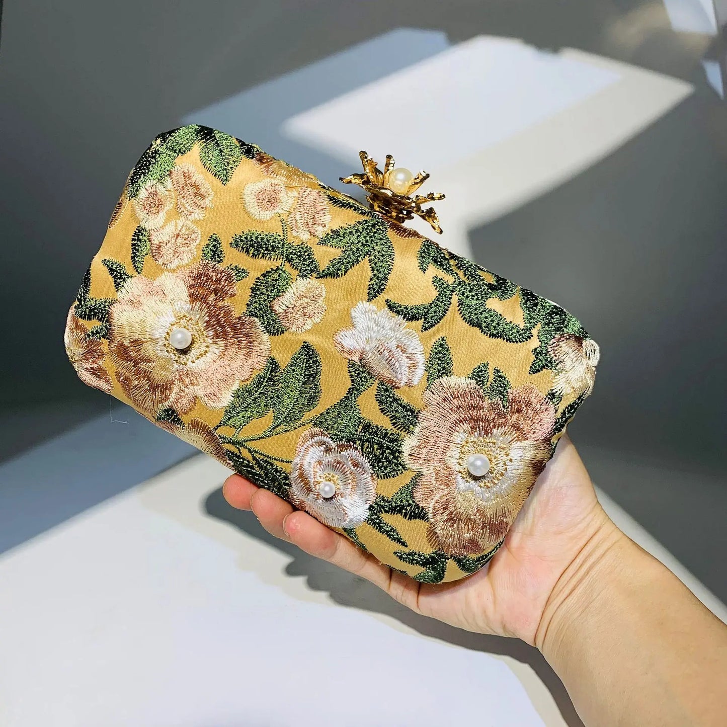 Vintage Pearl Embroidered Clutch