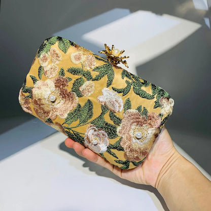 Vintage Pearl Embroidered Clutch