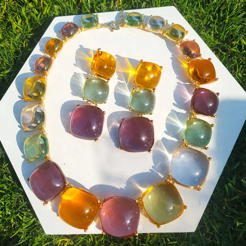 Radiant Glass Necklace Set