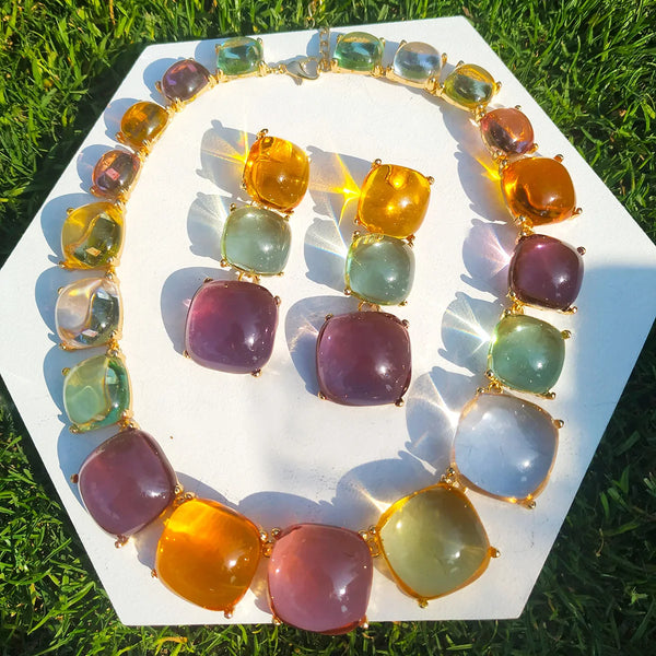 Radiant Glass Necklace Set