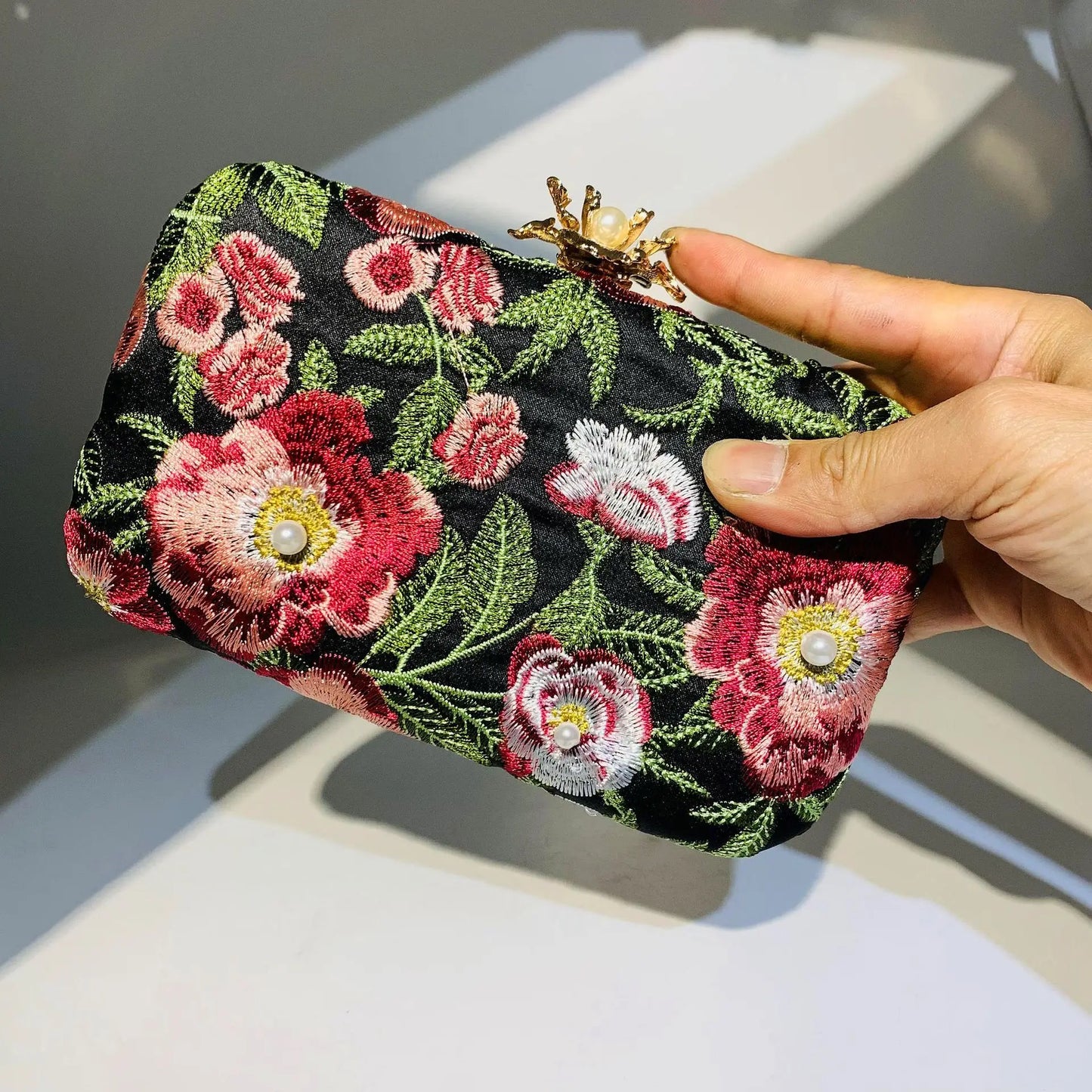Vintage Pearl Embroidered Clutch