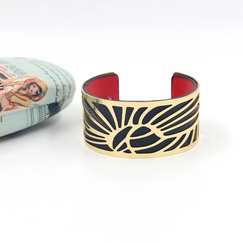 Oasis Leaf Leather Cuff Bracelet