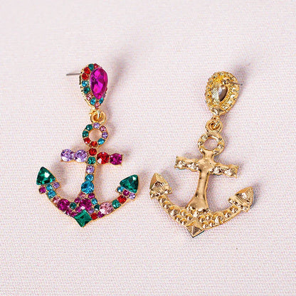 Seaside Allure Anchor Crystal Stud Earrings Montipi