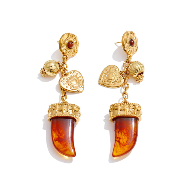 Riviera Charm Amber Boho Earrings
