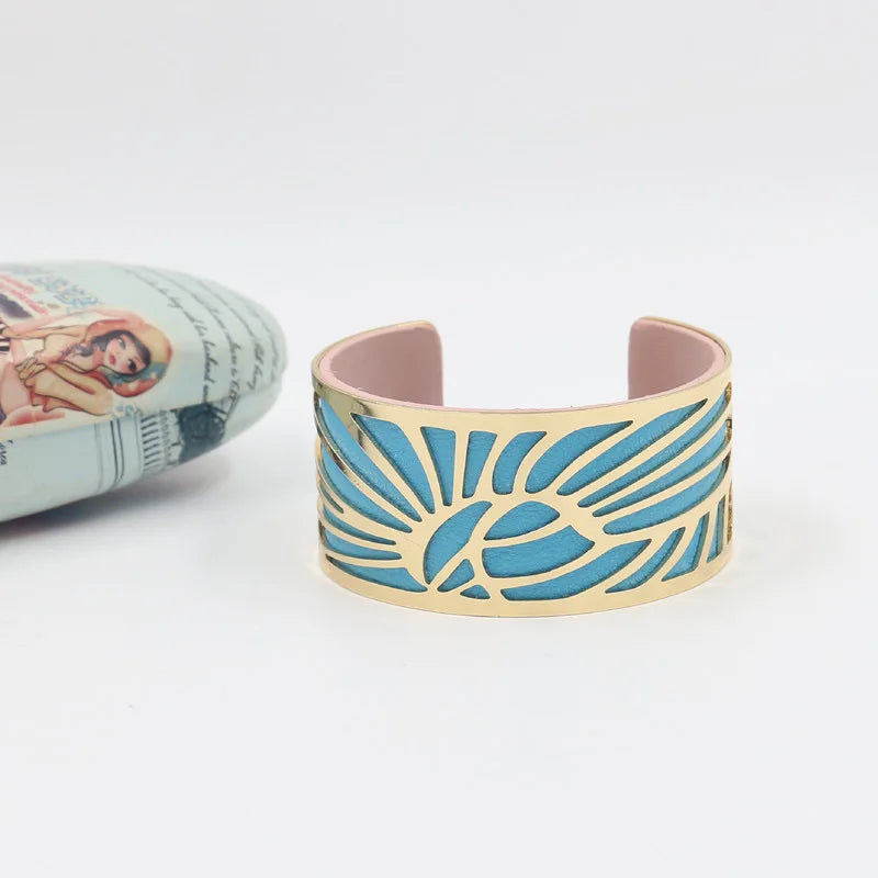 Oasis Leaf Leather Cuff Bracelet