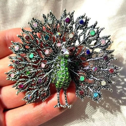 Sparkling Rhinestone Peacock Brooch Montipi