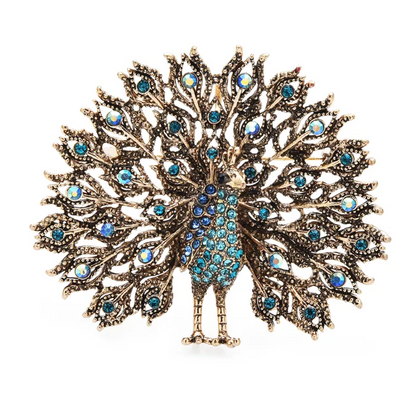 Sparkling Rhinestone Peacock Brooch Montipi