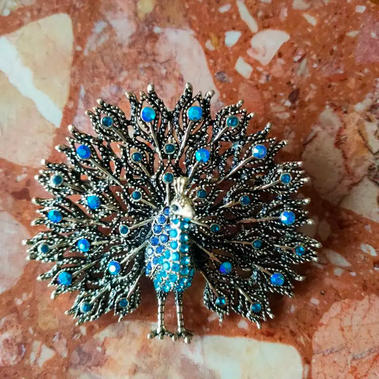 Sparkling Rhinestone Peacock Brooch Montipi